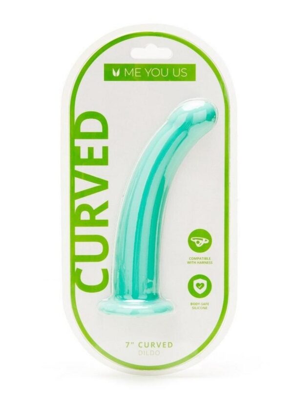 ME YOU US Curved Silicone Dildo 7in - Aqua