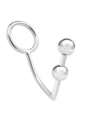 Blue Line 2 Bead Anal Hook and Cock Ring 45mm - Stainless Steel