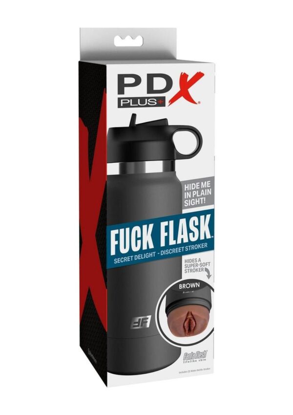 PDX Plus Fuck Flask Secret Delight Pussy Stroker - Chocolate/Grey