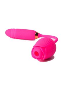 Pink Pussycat Vibrating Thrusting Rechargeable Silicone Rose with Remote - Pink