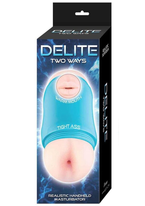 Delite Two Ways Mouth and Ass Masturbator - Vanilla/Blue