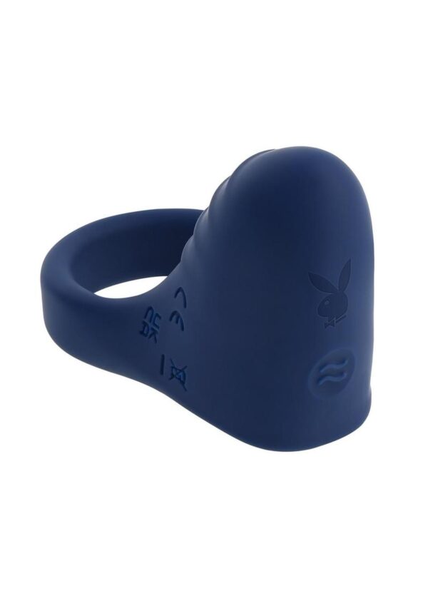 Playboy Pleasure Point Rechargeable Silicone Cock Ring - Blue