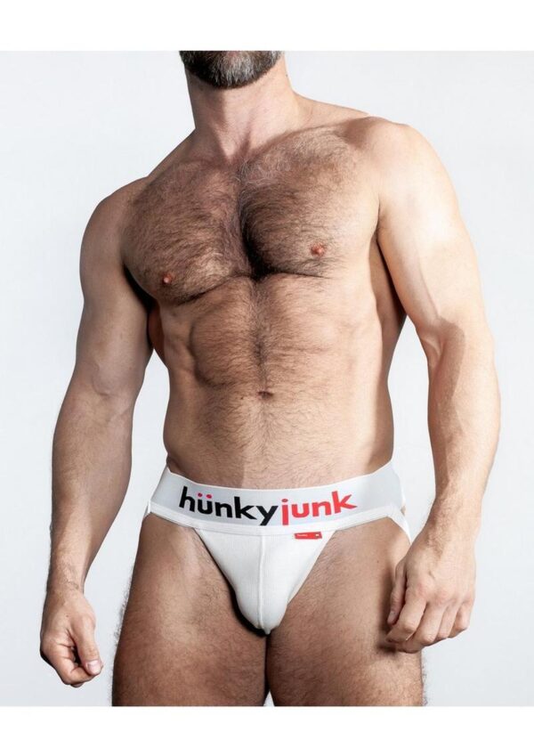 Hunker Comfy Pouch Slider-Strap Jock - White Snow - Large