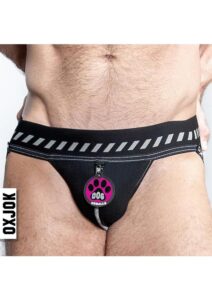 Dog Pack Pup Taggers 7-Tag Dog Jock - Black/Silver - Large