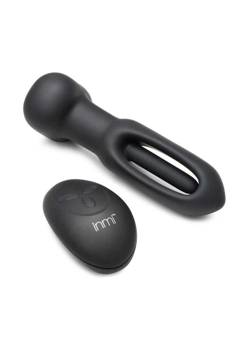 Flickers Bum Flick Flicking and Vibrating Rechargeable Silicone Butt Plug with Remote Control - Black