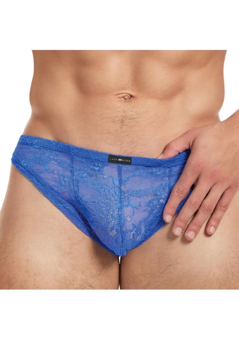 Lace King Lace Thong - L/XL - Blue