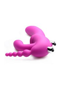 Strap U Regal Rider Vibrating Silicone Strapless Strap On Triple G 6in Dildo - Purple