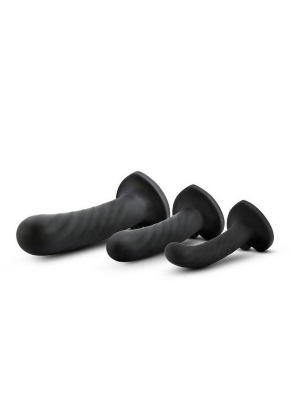 Temptasia Twist Silicone Dildo Kit (Set of 3) - Black