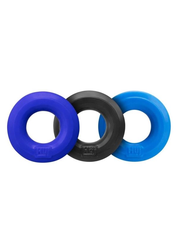 Hunkyjunk HUJ3 Silicone C-Rings (3 Pack) - Blue/Black/Teal