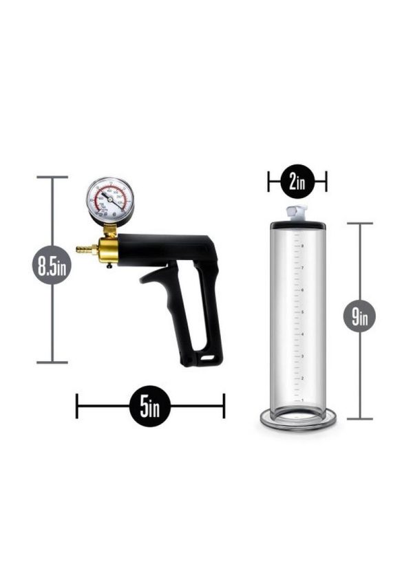 Performance VX7 Vacuum Penis Pump with Brass Trigger and Pressure Gauge 9.5in - Clear