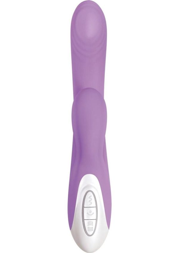 Super Sucker Rechargeable Silicone G-Spot Vibrator with Clitoral Stimulator - Purple