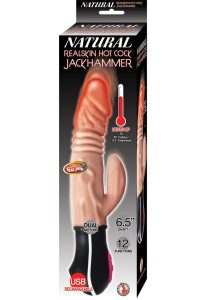 Natural Realskin Hot Cock Jackhammer Rechargeable Warming Rabbit Vibrator - Vanilla