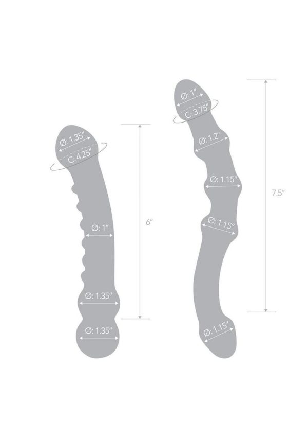 Glas Double Pleasure Glass Dildo Set (2 Piece) - Clear/Pink