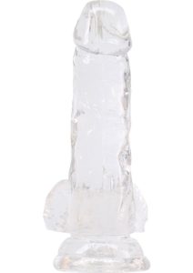 Crystal Addiction Dildo with Balls 6in - Clear