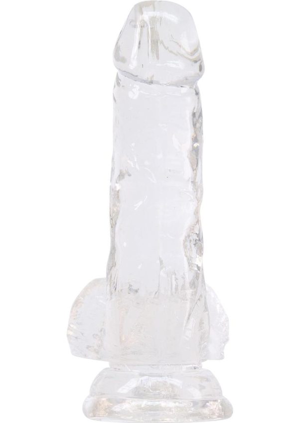 Crystal Addiction Dildo with Balls 6in - Clear
