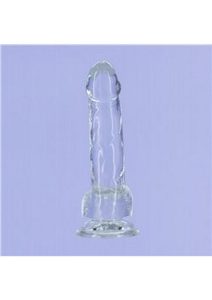 Crystal Addiction Dildo with Balls 7in - Clear