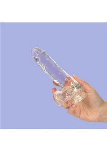 Crystal Addiction Dildo with Balls 7in - Clear