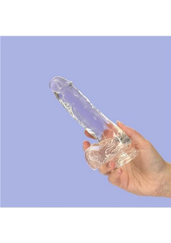 Crystal Addiction Dildo with Balls 7in - Clear