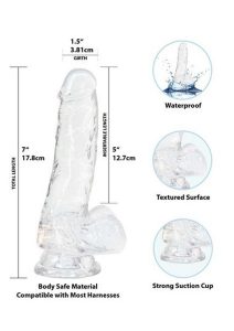 Crystal Addiction Dildo with Balls 7in - Clear
