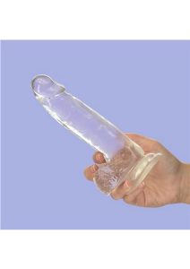 Crystal Addiction Dildo with Balls 8in - Clear