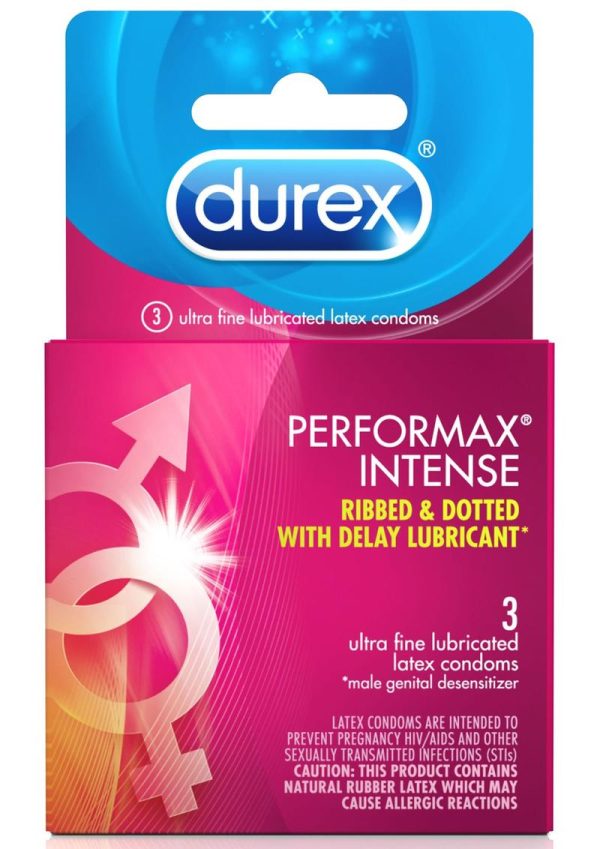Durex Performax Intense Ribbed and Dotted  Lubricated Latex Condoms 3-Pack