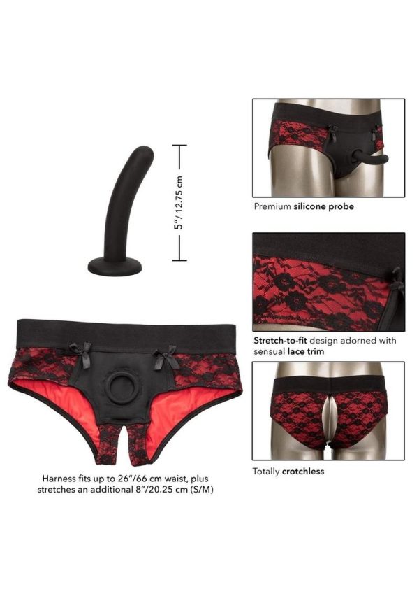 Scandal Crotchless Pegging Panty Set - S/M - Black