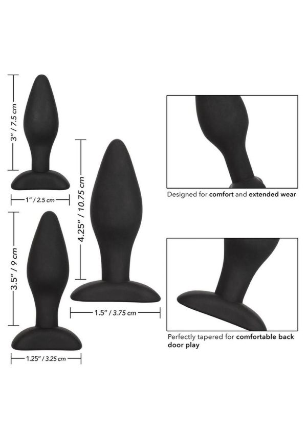 Silicone Anal Exerciser Anal Plug Set (3 Per Set) - Black