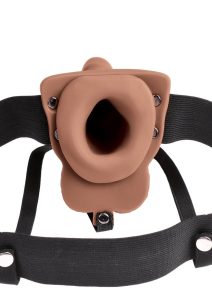Fetish Fantasy Hollow Rechargeable Strap-On with Balls 6in - Caramel