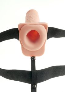Fetish Fantasy Series Hollow Rechargeable Strap-On Dildo with Balls and Harness 11in - Vanilla