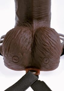 Fetish Fantasy Series Rechargeable Hollow Strap-on Dildo with Balls and Harness with Remote Control 8in - Chocolate