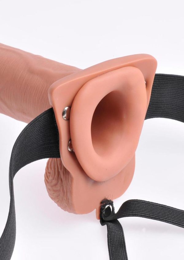 Fetish Fantasy Series Rechargeable Hollow Strap-on Dildo with Balls and Harness with Remote Control 10in - Caramel