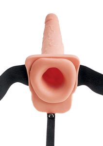 Fetish Fantasy Series Hollow Squirting Strap-On Dildo with Balls and Harness 9in - Vanilla