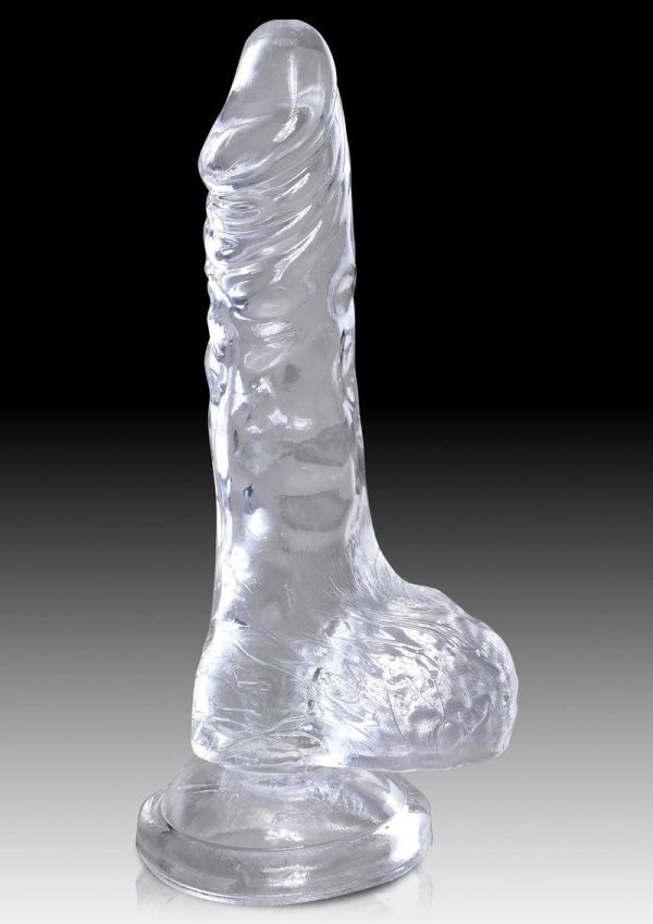 King Cock Clear Dildo with Balls 4in - Clear