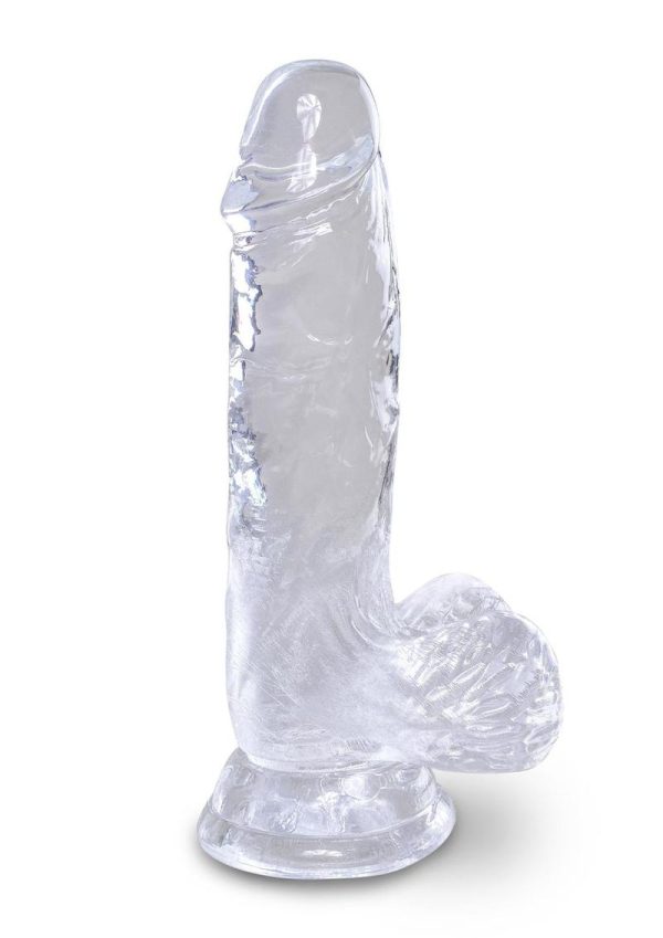 King Cock Clear Dildo with Balls 5in - Clear