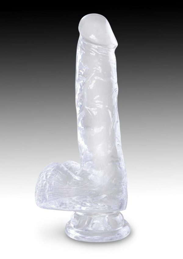 King Cock Clear Dildo with Balls 6in - Clear
