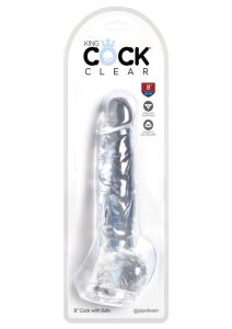 King Cock Clear Dildo with Balls 8in - Clear