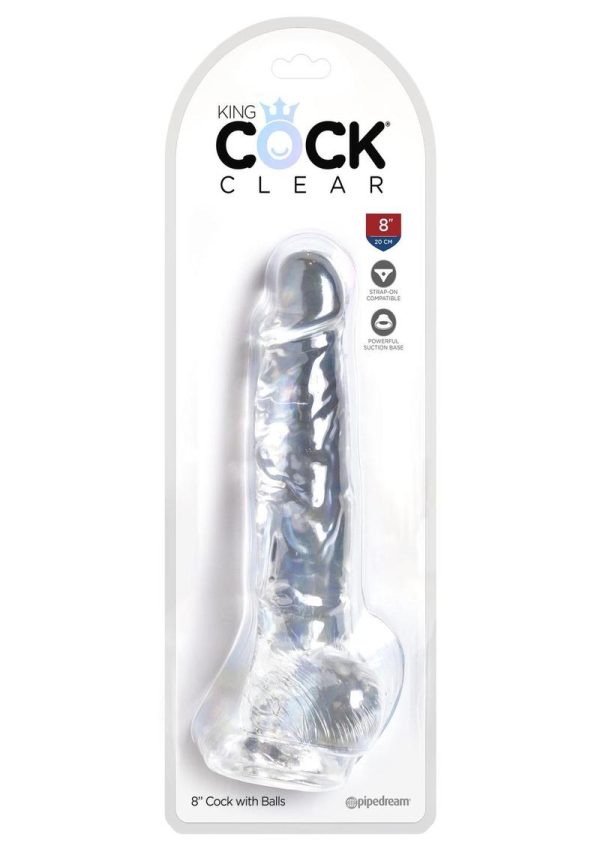 King Cock Clear Dildo with Balls 8in - Clear