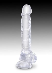 King Cock Clear Dildo with Balls 8in - Clear