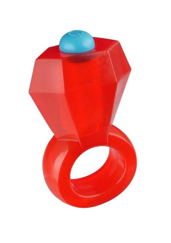 Bling Pop Vibarting Cock Ring - Red