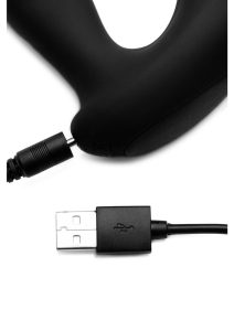 Alpha-Pro P-Milker Silicone Prostate Stimulator with Milking Bead and Remote Control - Black