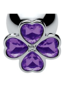 Booty Sparks Violet Flower Gem Anal Plug Set - Silver