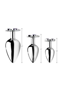 Booty Sparks Violet Flower Gem Anal Plug Set - Silver