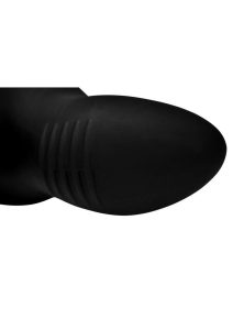 Prostatic Play Curved Rotating Silicone Prostate Plug with Remote Control - Black