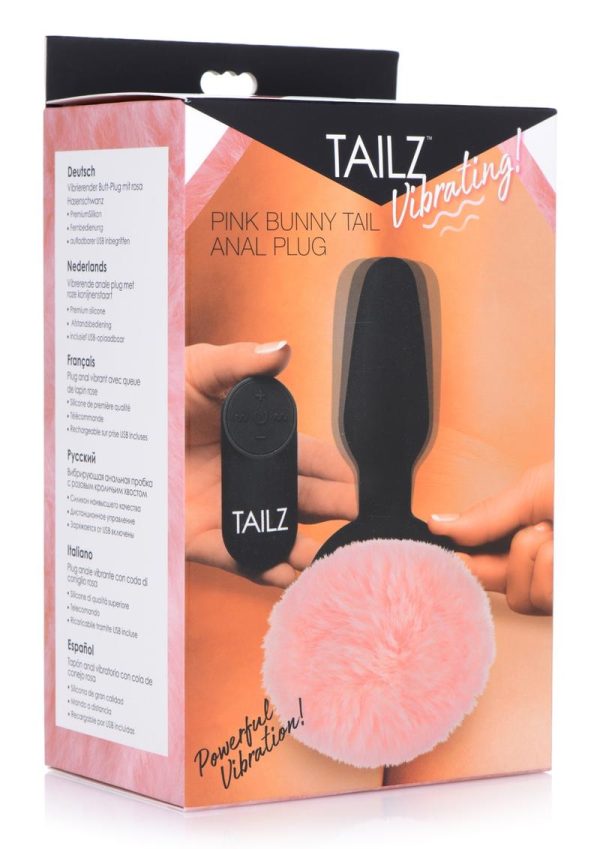 Tailz Vibrating Bunny Tail Anal Plug with Remote Control - Pink