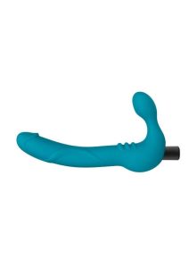 Temptasia Luna Strapless Silicone Vibrating Dildo with Rechargeable Bullet  9in - Teal
