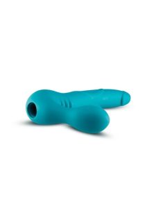 Temptasia Luna Strapless Silicone Vibrating Dildo with Rechargeable Bullet  9in - Teal