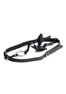 Strict Male Harness with Silicone Anal Plug - Black