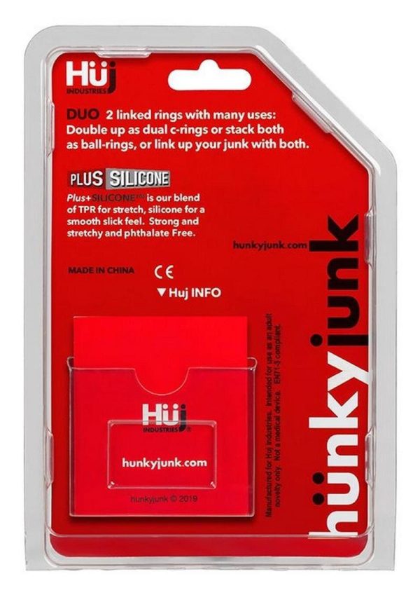 Hunkyjunk Duo Silicone Double Cock Ring - Black
