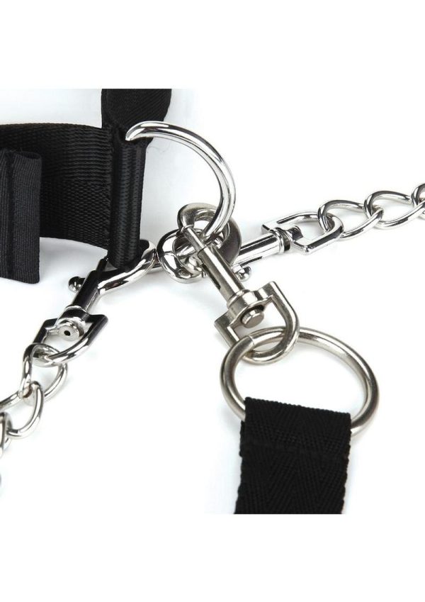 Cuffs and Leash Set with Removable Cuffs and Leash - Black