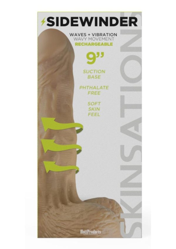 Skinsations Sidewinder Waves and Vibration Realistic Dildo with Remote Control 9in - Vanilla
